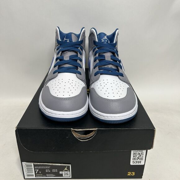 Nike Shoes Air Jordan 1 Mid GS “Cement Grey/True Blue" 2024 - Picture 2 of 6